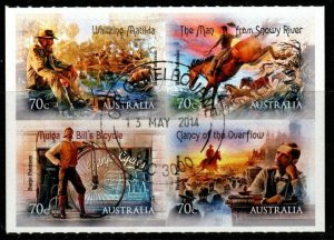 AUSTRALIA SG4180/3 2014 BUSH BALLADS SELF ADHESIVES (EX BOOKLET) FINE USED