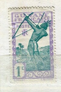 FRENCH COLONIES; GUYANE 1929 early Archer issue Mint hinged 1c. value