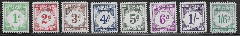 Gilbert & Ellice Islands Scott #'s J1 - J8 MH