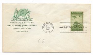 US 929 (Me-4) 3c Iwo Jima (Marines) on FDC Farnam Cachet ECV $25.00