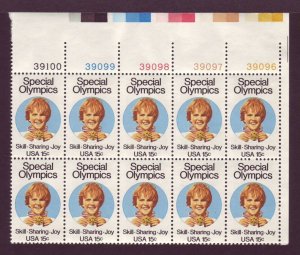 1979 Special Olympics Plate Block of 10 15c Postage Stamps, Sc# 1788, MNH, OG