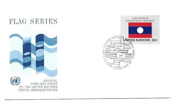 United Nations #478 Flag Series 1986, Laos, Official Geneva FDC