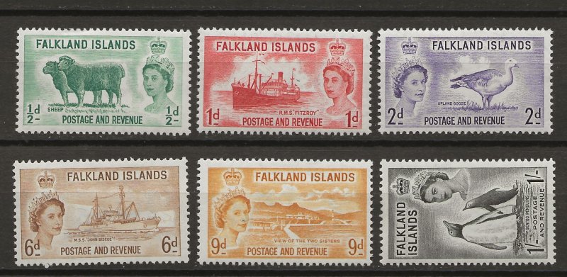 Falkland Is SG 187-192 MNH/MHR VF 1955-57 SGCV £40.00* (jr)