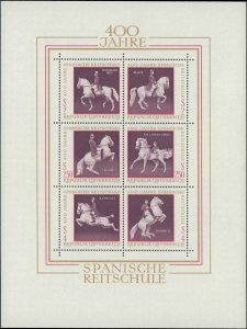 Austria #929, Complete Set, Souvenir Sheet, 1972, Horses, Never Hinged
