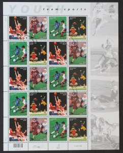 U.S. Used #3399 - 4002 33c Youth Sports Sheet of 20. Oval Cancel. Choice!