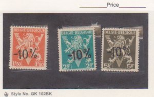 Belgium Scott # 330-332,336 F-VF MNH Hand Square Stamped Surcharges