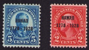 US 1928 Hawaii Overprints Sc 647-648 MH VF