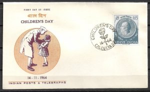 1964 India Sc393 Children's Day FDC
