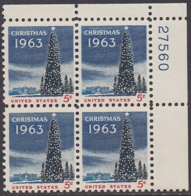 1240 Christmas Plate Block MNH