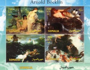 Somalia 2004 Arnold Bocklin Nudes Paintings Sheetlet (4) Perforated MNH