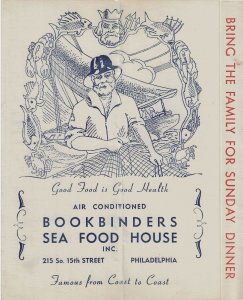 1950s - Bookbinders' Seafood Menu - Ephemera 1225