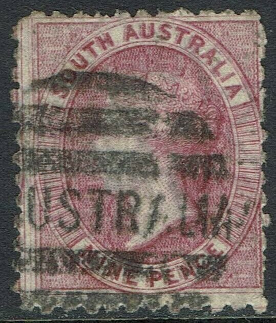 SOUTH AUSTRALIA 1876 QV 9D VARIETY DOUBLE PRINT WMK STAR USED 