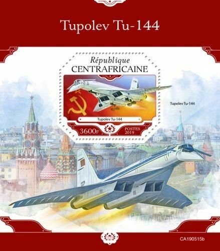 Z08 IMPERF CA190515b CENTRAL AFRICA 2019 Tupolev Tu-144 MNH ** Postfrisch