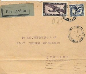 French Colonies INDOCHINA Saigon Air Mail Cover GB 1935 Vietnam{samwells}L262