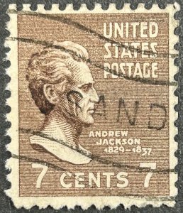 USA SC#812, 1938, 7c, sepia, Andrew Jackson Presidential Issue, Used, F