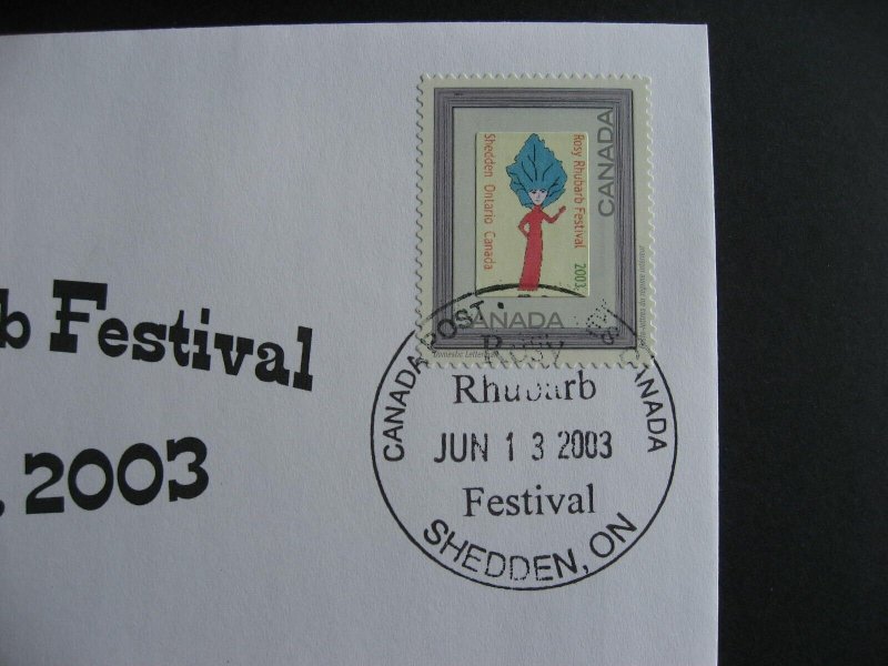 Canada personalized postage cover Rosy Rhubarb Festival 2003