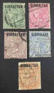 MOMEN: GIBRALTAR SG #1-5 1886 USED £220 LOT #64361