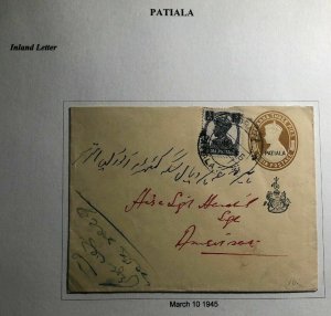 1945 Patiala India Postal Stationary Cover To Amritsar