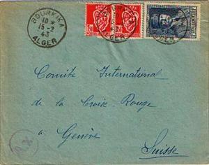 Algeria 2F Arms of Oran (2) 1943 Oran R.P., Oran to International Red Cross, ...