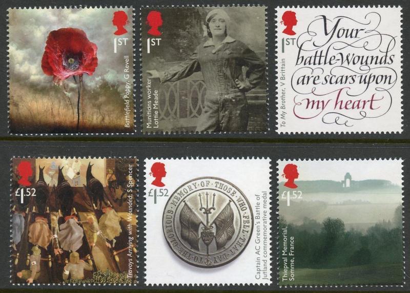 GREAT BRITAIN 2016 WORLD WAR I  BATTLE OF SOMME SET  MINT NH