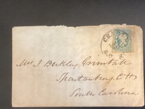 Confederate States cover #11a Charleston SC Wm J Beckley Constable Spartansburg