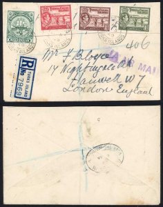 Turks and Caicos KGVI registered Cover to the UK