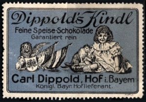 Vintage Germany Poster Stamp Dippold’s Fine Food Chocolate Guaranteed Pure