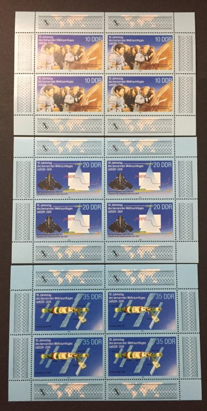 DDR 1988 #2698-2700 S/S, Space Flight, MNH, see note.