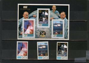 NIUE 1979 SPACE/MOON EXPLORATION SET OF 3 STAMPS O/P & S/S MNH 