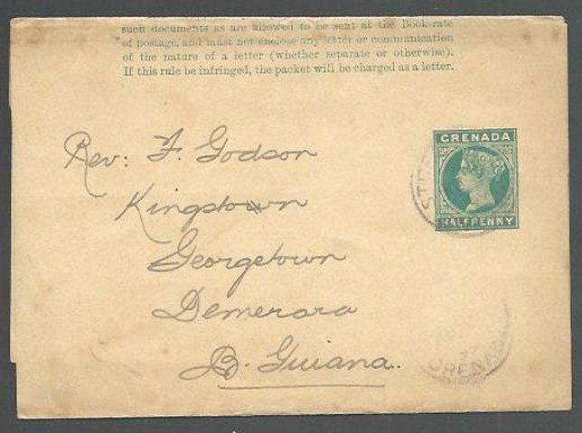 GRENADA 1899 ½d wrapper used St George's to Br Guiana......................61061