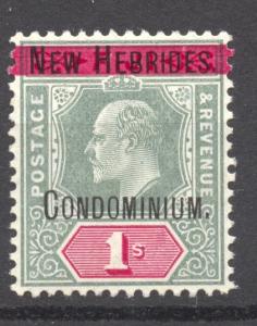  New Hebrides 1908 the 1 sh, watermark 2, (large crown), Scott # 6, MLH