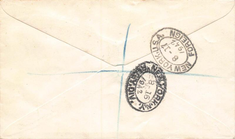 St. Kitts Nevis, Scott #82 and 84, Used on 1942 Registered Cover to England