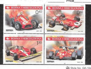 Bosnia & Herzegovina (MUSLIM ADM) Sc 391 NH BLOCK OF 4 OF 2001 - RACE CARS