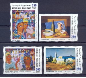 2001- Tunisia- Commemoration of Great Artist Painters Works in Tunisia- 4V.MNH** 