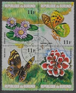 Burundi #440 a-d Butterflies and Flowers 1973 CTO