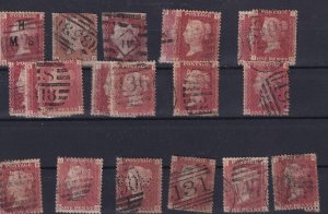 GB QV 1864 1d Red Collection (21) SG43/44 Fine Used BP16290