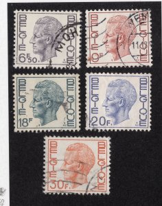 Belgium 1970-80 6.50fr to 30fr Baudouin, Scott 758, 763, 772, 774, 778 used