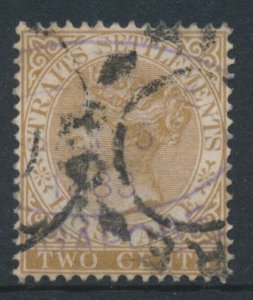 Straits Settlement 1882 SG 50 TWO CENTS Brown USED WMK CROWN CA