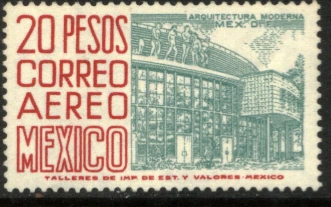 MEXICO C268 $20Pesos 1950 Def 4th Issue Fluorescent uncoated MNH