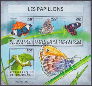 2015 Central African Republic 5640-5643KL Butterflies / Flowers 16,00 €