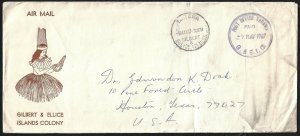 BRITISH COMM GILBERT & ELLICE US 1967 OFFICIAL AIR MAIL FREE FRANK COVER TARAWA