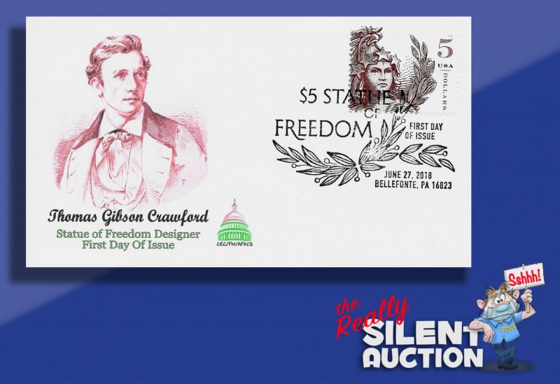 SC 5207 • 2018 $5.00 Statue of Freedom • CEC/FM cachet by Peter McClure