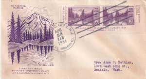 1934, Mt. Rainier Grimsland Cachet, FDC (E11725)