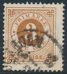 Sweden Scott 41 (Fa 41), 3ö brown Ringtyp Posthorn, F Used