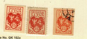 Central Lithuania #1 MH Perforated & Imperforated (2 stamps), #1 used