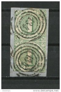 Germany Thurn and Taxis 1865 Mi 41 Used Pair on piece Cv 50 euro