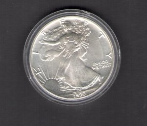 1990 UNITED STATES, 1 Liberty Dollar (Eagle) Silver BU