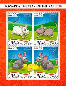 Maldives 2019 MNH Year of Rat 2020 Stamps Chinese Lunar New Year 4v M/S