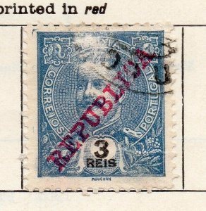 Portuguese India 1905 Early Issue Fine Used 3r. Republica Optd NW-265436