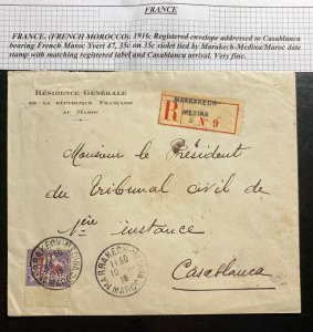 1916 Marrakech French Morocco Cover To Tribunal Of Justice Casablanca